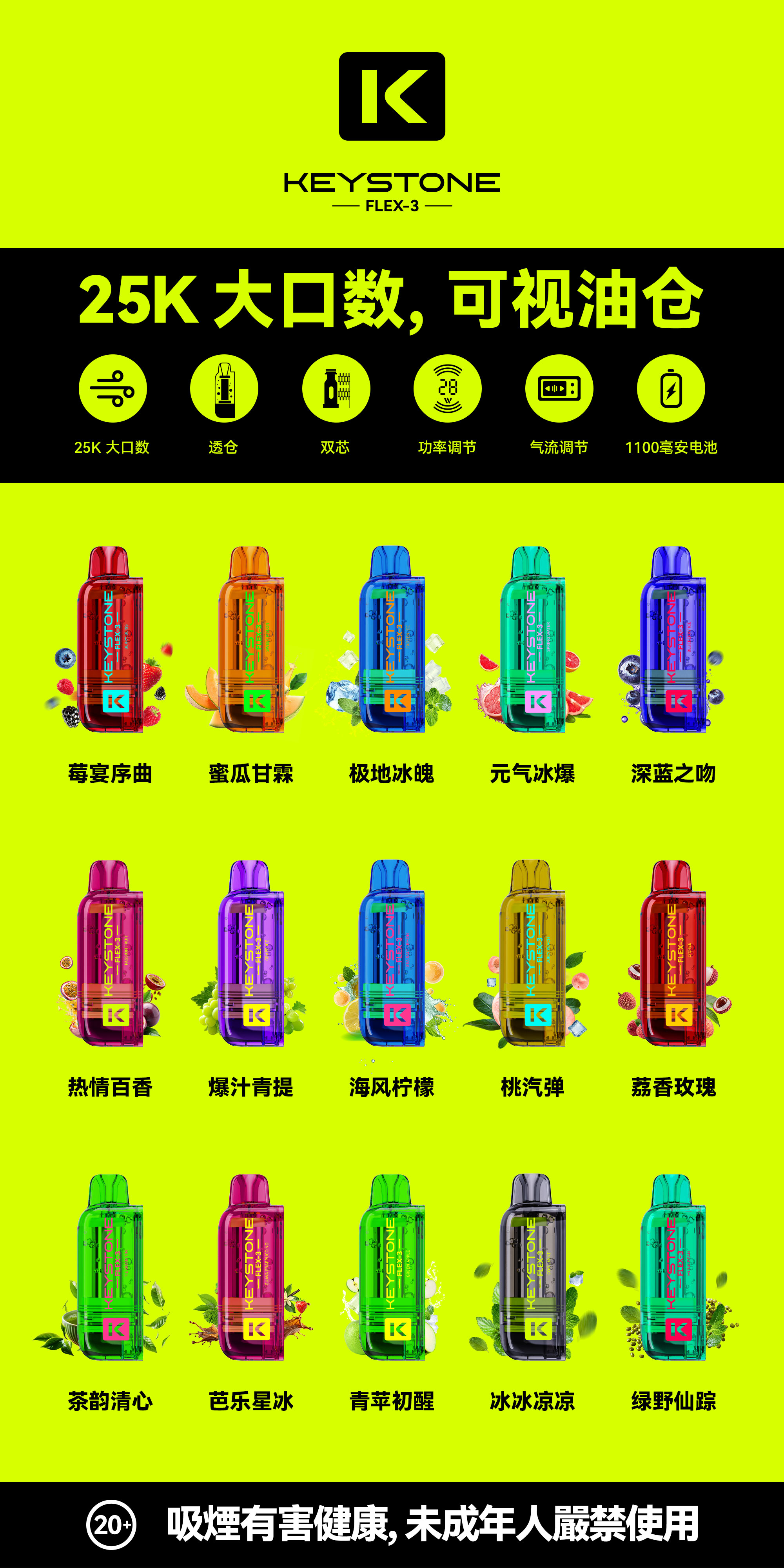 鑰石 25000口 換彈式【超大口數+可視油倉+1100毫安超大電池】